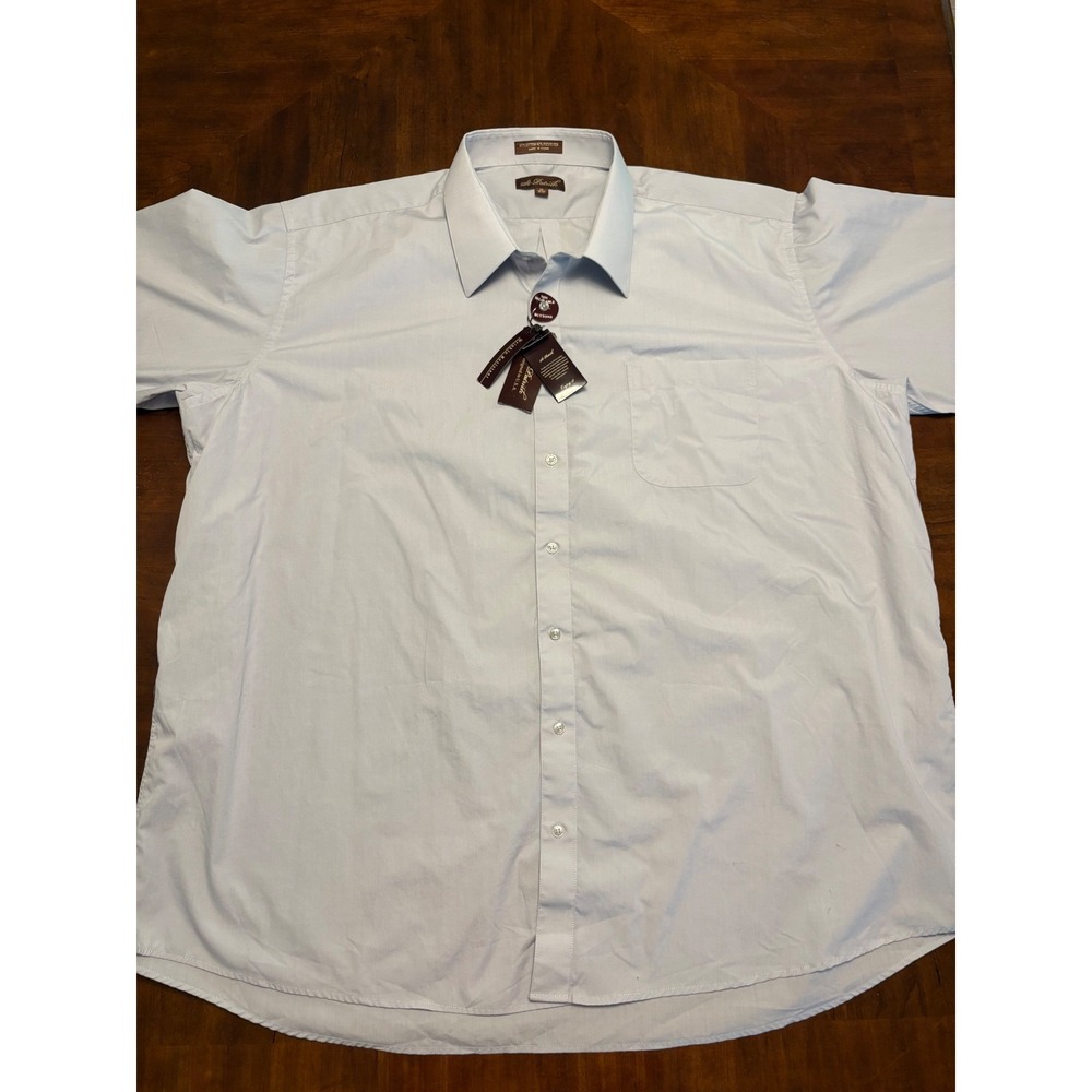 St Patrick Mens Dress Shirt 20 35/37 Light Blue Wrinkle Resistant NWT Big & Tall